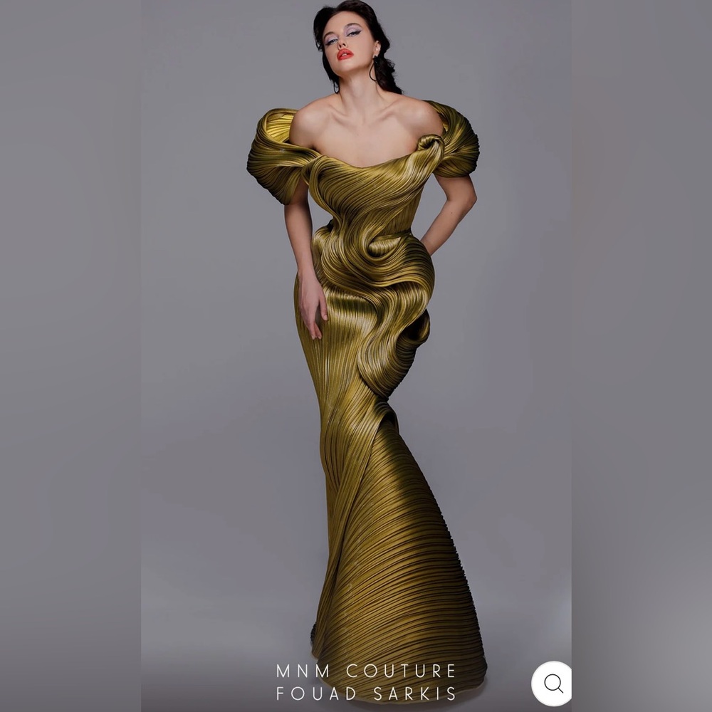 MNM Couture Metallic Gold Sculpted Dress